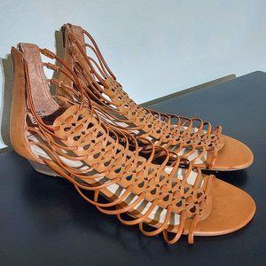 NWOT Tan Strappy Sandals